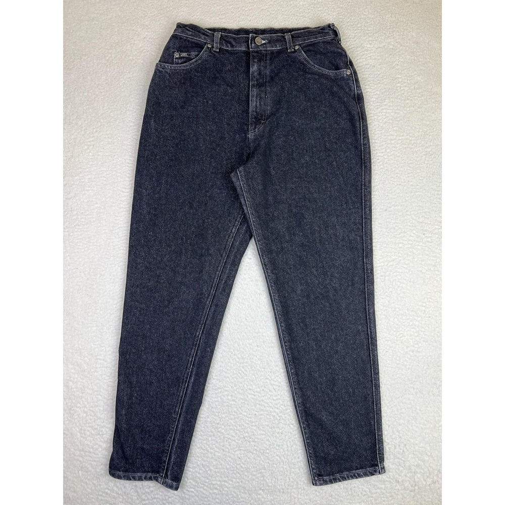 Vintage Lee Pepper Stretch Mom Jeans Womens 14 Gray Dark Wash High Rise USA Made